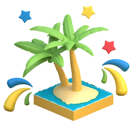 Tropical Beach Icon Rio Festival Brazil 3 D Illustration 3D Icon