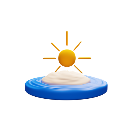 Tropical Beach At Sunset  3D Icon