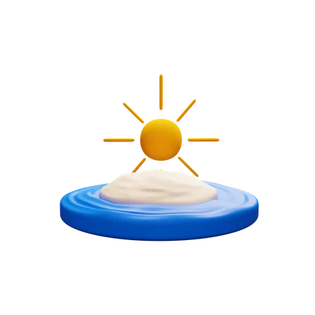 Tropical Beach At Sunset  3D Icon