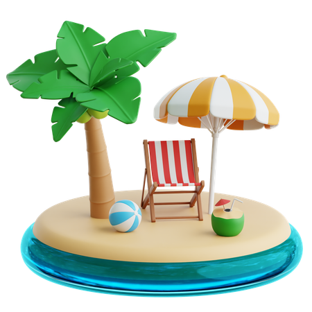 열대 섬  3D Icon