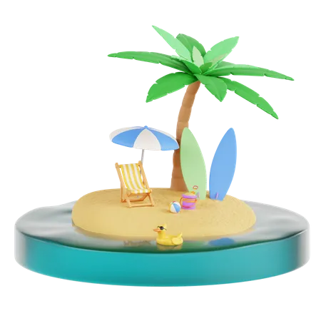 Tropical Island  3D Icon