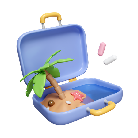 Tropical Island In Suitcase  3D Icon