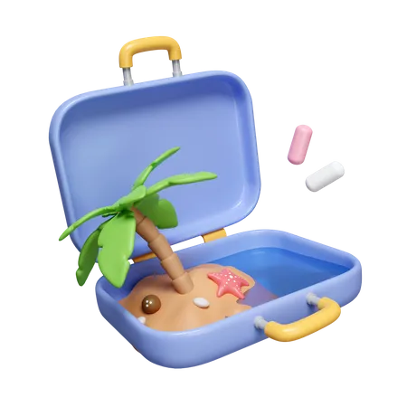 Tropical Island In Suitcase  3D Icon
