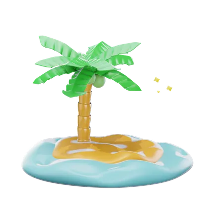 3 D Beach Tropical Tree Icon Isolated On Transparent Background 3 D Illustration 3D Icon