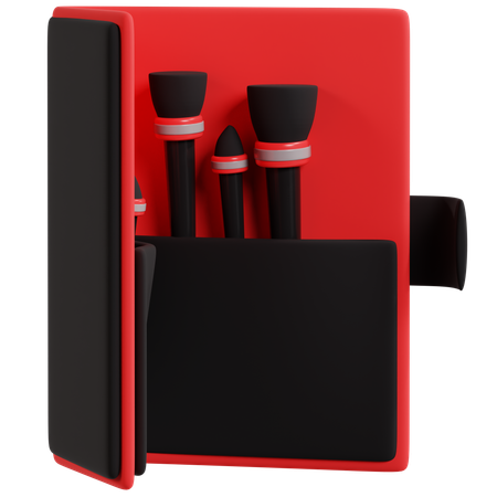 Trousse à pinceaux de maquillage essentielle rouge et noire  3D Icon