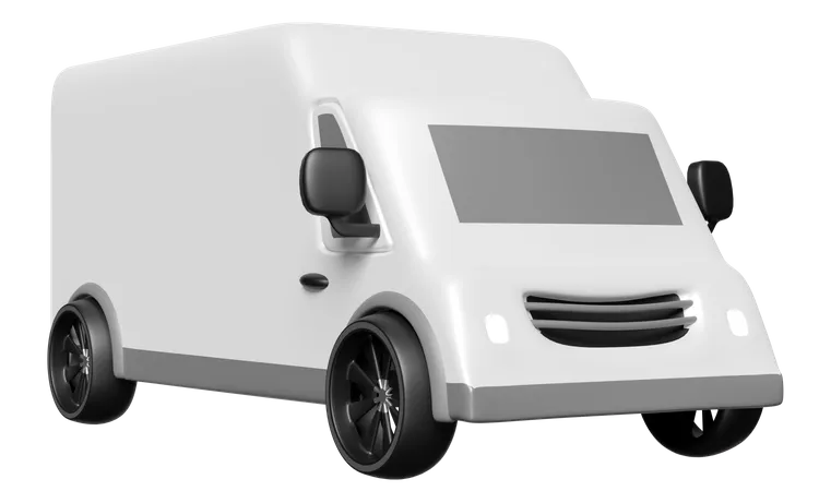 White Delivery Van 3 D Truck Icon Isolated Service Transportation Shipping Concept 3D Illustration