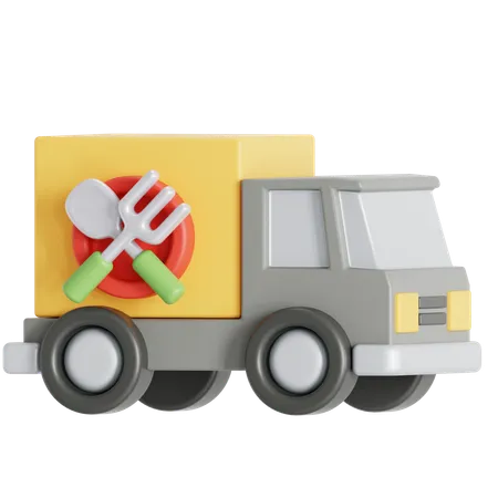 Food Delivery With Truck 3D Icon