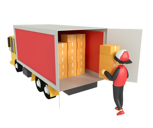 Truck package delivery  3D Illustration