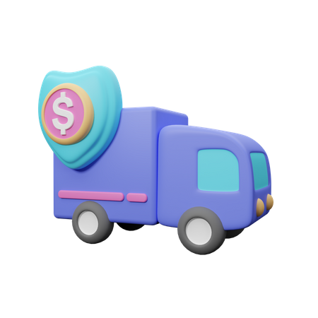 Truck with money  3D Icon