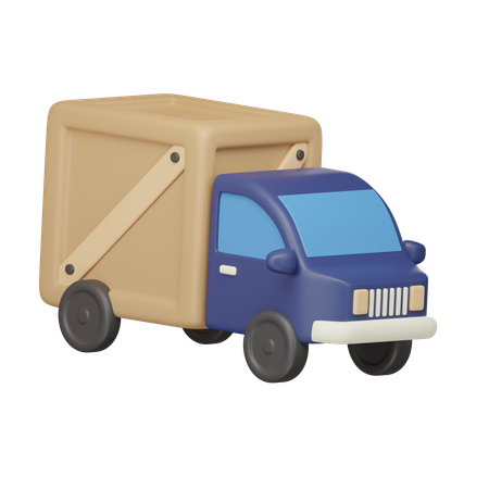 Truck With Trailer  3D Icon