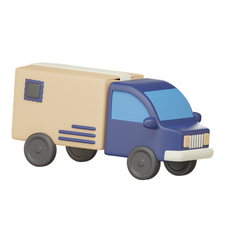 Truck With Trailer  3D Icon