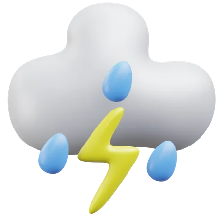 Trueno con lluvia  3D Icon