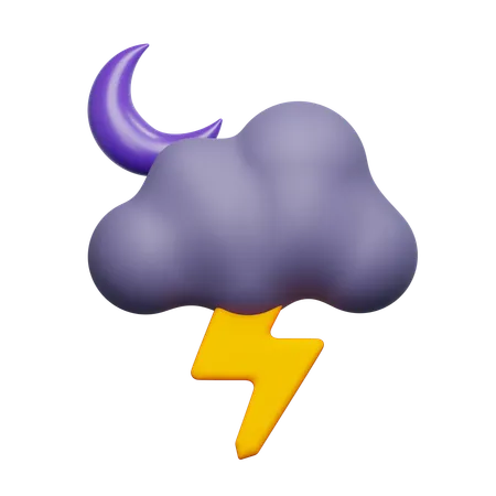 Trueno nublado  3D Icon