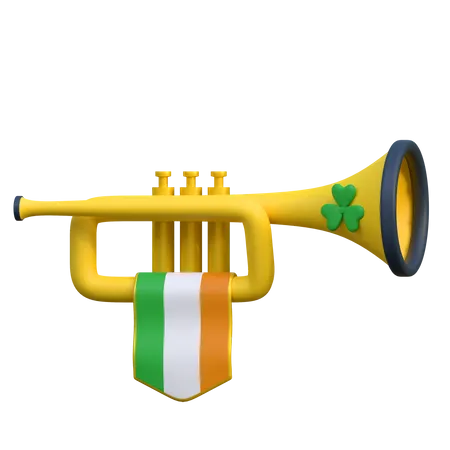 Trumpet Icon 3 D Saint Patricks Day Holiday Music Instrument Illustration 3D Icon