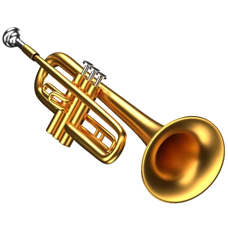 3 D Illustration Of A Black And Gold Trumpet 3D Icon