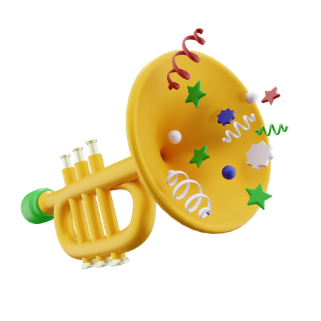 Trumpet Confetti  3D Icon