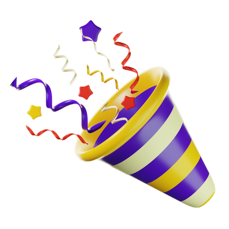 Trumpet Confetti  3D Icon