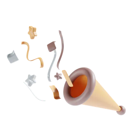 Trumpet New Year Orange 3D Icon