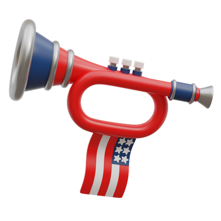 Trumpet With Flag  3D Icon