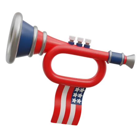 Trumpet With Flag  3D Icon