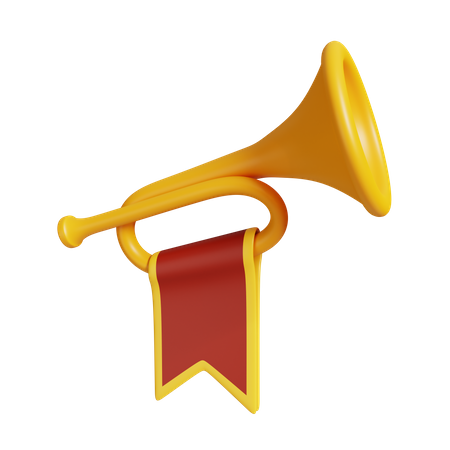 Trumpet with Flag  3D Illustration