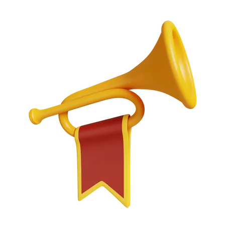 Trumpet with Flag  3D Illustration