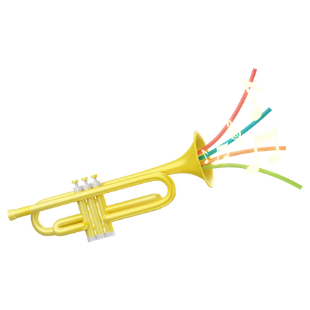 Trumpet with music notes  3D Icon