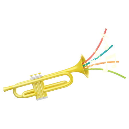 Trumpet with music notes 3D Icon