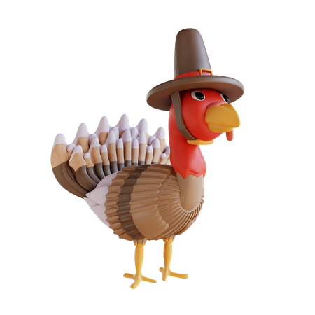 Truthahn Vogel und Hut  3D Icon