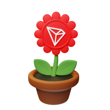 TRX Krypto Blumentopf  3D Icon