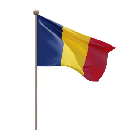 Tschad Fahnenmast  3D Flag