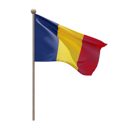 Tschad Fahnenmast  3D Flag