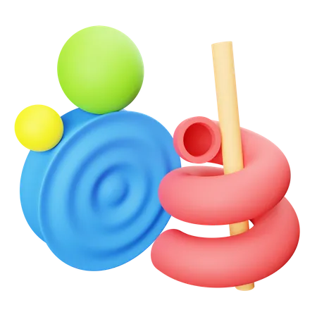 Forma abstrata de tubo e esfera  3D Illustration