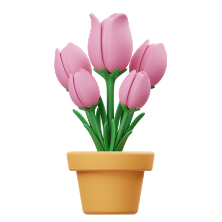 Tulip Flower Pot  3D Icon