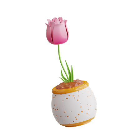 Tulip Flower Pot  3D Icon