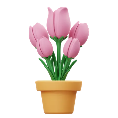Tulip Flower Pot  3D Icon
