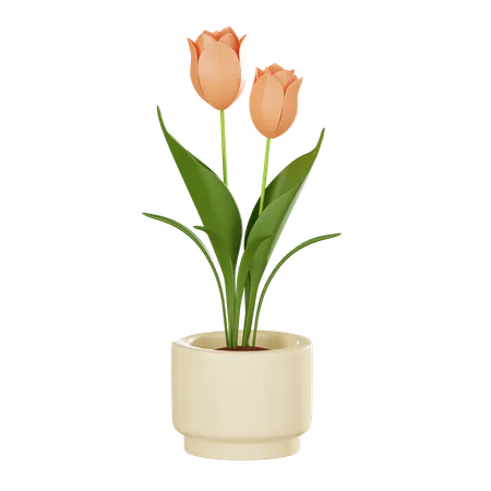 Tulip Plant Pot  3D Icon