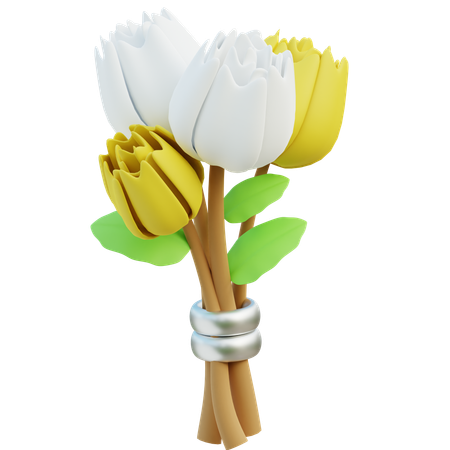 Tulipes jaunes et blanches  3D Icon