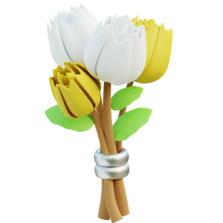 Tulipes jaunes et blanches  3D Icon