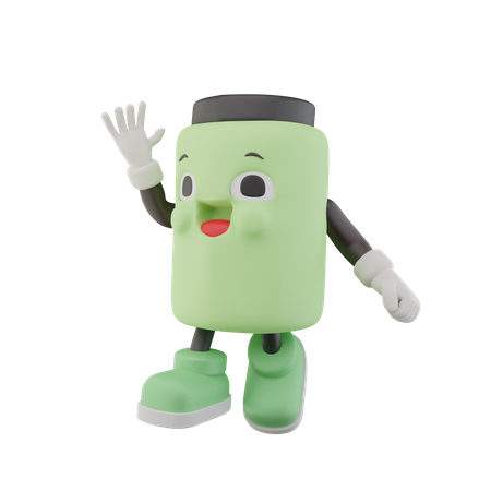 Tumbler Bottle Drink Character say hello  3D Icon