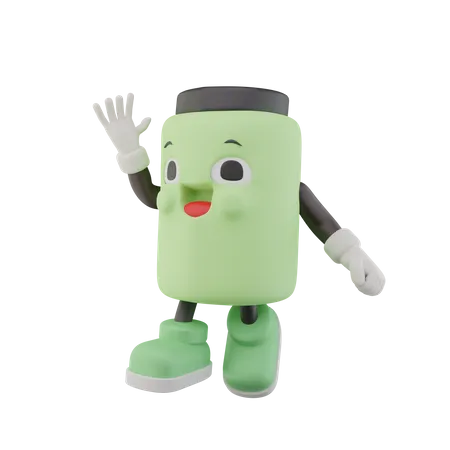 Tumbler Bottle Drink Character say hello  3D Icon