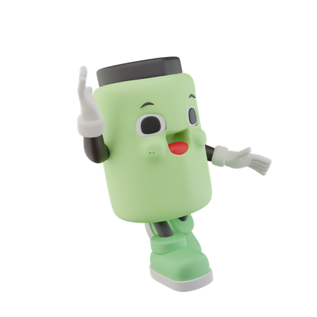 Tumbler Bottle Drink Character say hello  3D Icon