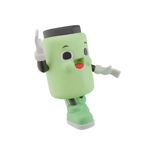 Tumbler Bottle Drink Character say hello  3D Icon