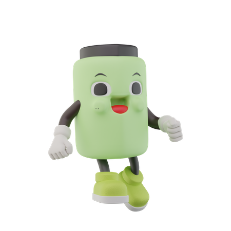 Tumbler Bottle Drink Character walking  3D Icon