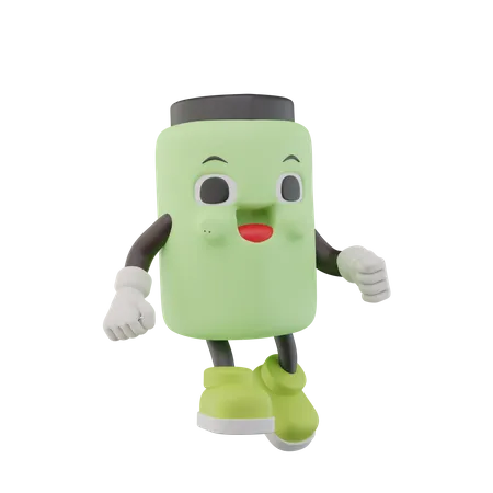 Tumbler Bottle Drink Character walking  3D Icon