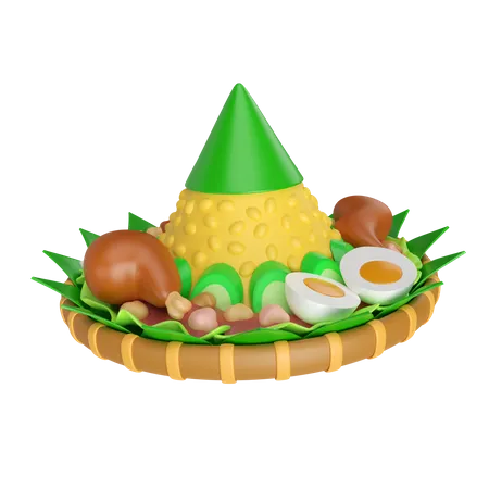 This Is Tumpeng 3 D Render Illustration Icon High Resolution Png File Isolated On Transparent Background Available 3 D Model File Format Blend Fbx Gltf And Obj 3D Icon