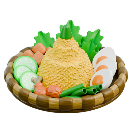 Comida tradicional indonésia de Tumpeng  3D Icon