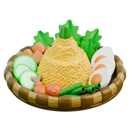 Comida tradicional indonésia de Tumpeng  3D Icon