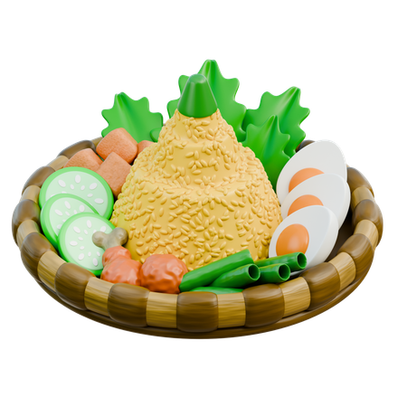 Traditionelles indonesisches Tumpeng-Essen  3D Icon