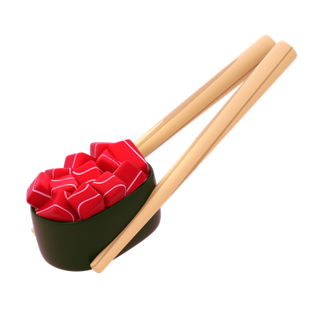 Tuna Gunkan In Chopstick  3D Icon